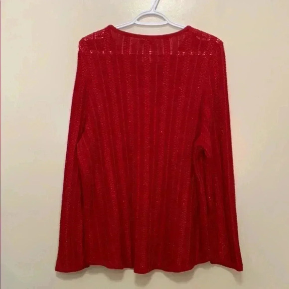 Red Croft & Barrow  Crew Neck Ribbed Sweater w A Bit of Holiday Sparkle - Picture 3 of 7
